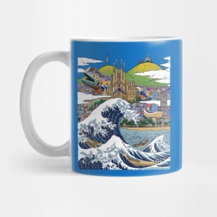 The great wave of Barcelona Mug